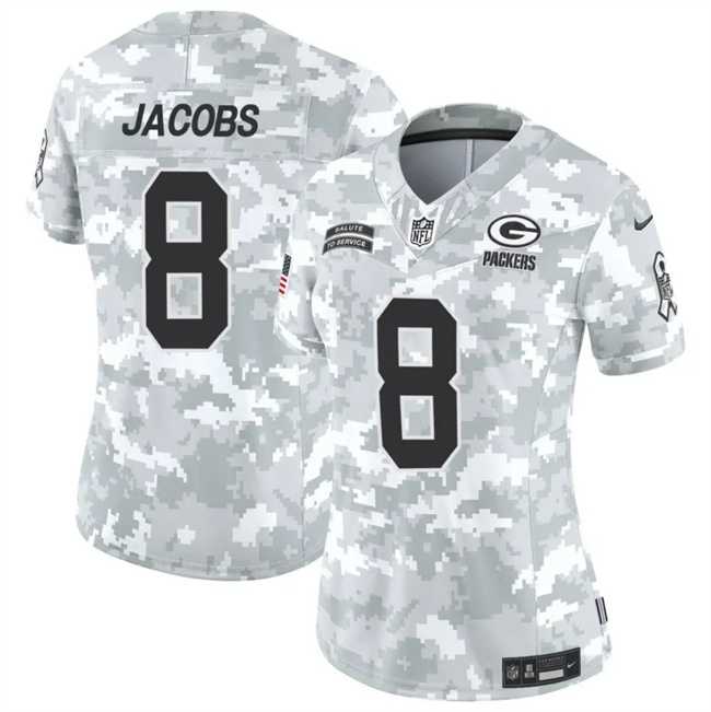 Women%27s Green Bay Packers #8 Josh Jacobs 2024 F.U.S.E Arctic Camo Salute To Service Limited Stitched Jersey Dzhi->detroit lions->NFL Jersey